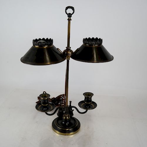 BRONZE AND TOLE BOUILLOTTE LAMPDouble light 38803f