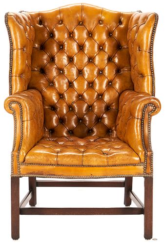TUFTED LEATHER WINGBACK CHAIRHepplewhite