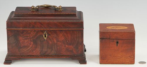 2 ENGLISH WOODEN INLAID TEA CADDIES1st