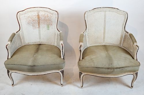 PAIR FRENCH CANED BERGERESPair