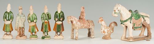 8 CHINESE TERRACOTTA TOMB FIGURES,