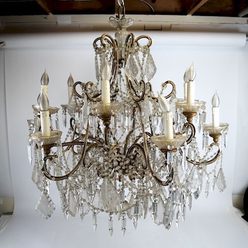 BRONZE & CRYSTAL 12-LIGHT CHANDELIERBronze