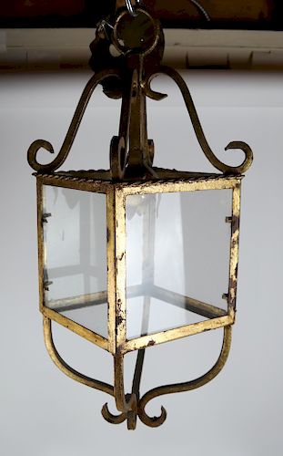 LANTERN-STYLE BRASS AND GLASS CEILING