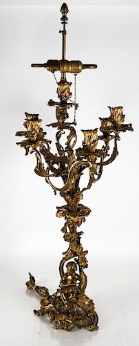 GILT BRONZE ROCOCO CANDELABRA LAMPGilt 388108