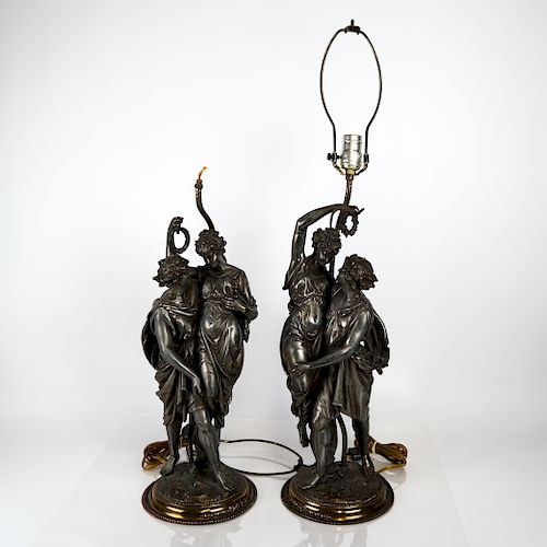 PAIR OF METAL FIGURAL LAMPSPair