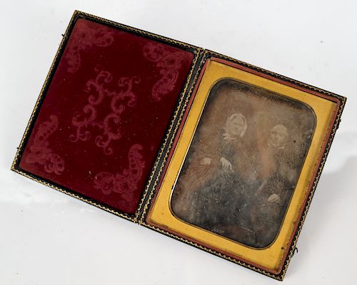 DAGUERREOTYPE IN TOOLED LEATHER BOX19th