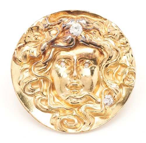 14K ART NOUVEAU GOLD & DIAMOND