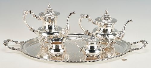 4 PCS. STERLING SILVER TEA SET PLUS