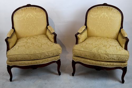 PAIR OF FRENCH GOLD UPHOLSTERED