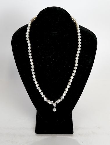 14K WHITE GOLD & CULTURED PEARL