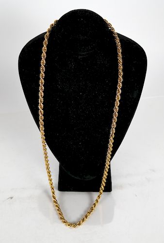 VINTAGE 18K YELLOW GOLD ROPE CHAIN28-inch