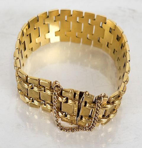 18K GOLD DANISH BAR LINK BRACELET,