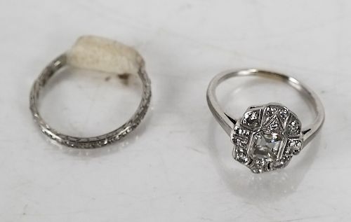 TWO PLATINUM AND DIAMOND RINGS 388222