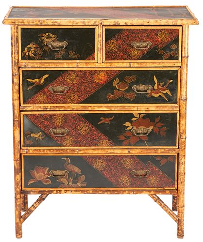 ENGLISH LACQUERED BAMBOO CHEST 38824e