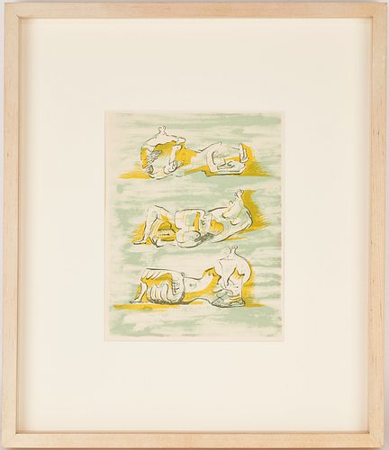 EXHIBITED HENRY SPENCER MOORE LITHOGRAPH,