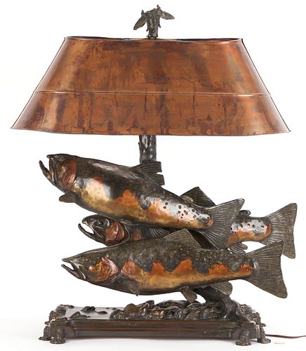 GEORGE NORTHUP BRONZE LAMP, GREEN