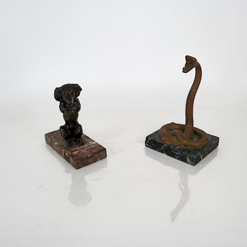TWO BRONZE SCULPTURES SNAKE AND 388309
