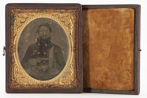 AMBROTYPE OF ARMED TN CSA SOLDIER,