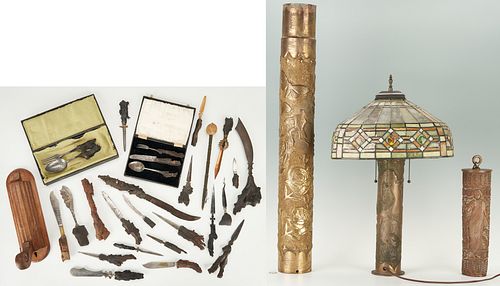 32 WWI TRENCH ART ITEMS, INCL. ARTILLERY