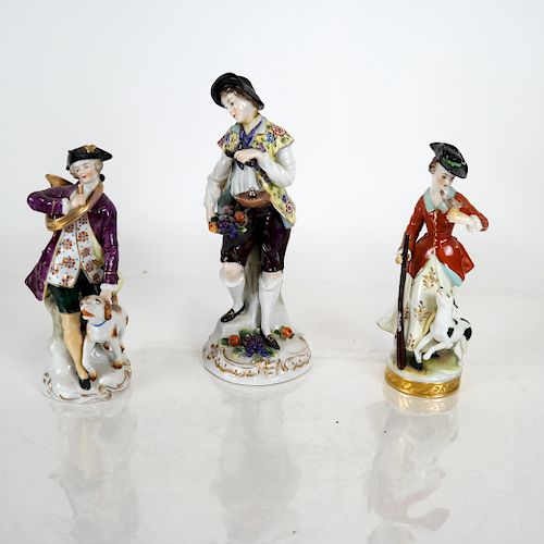 3 CONTINENTAL PORCELAIN FIGURINESThree