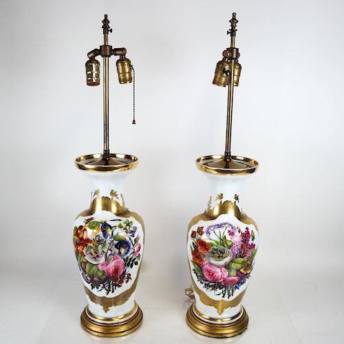 PAIR OF GILT AND FLORAL DECORATED 388396