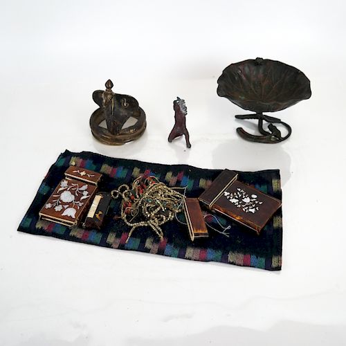 GROUP OF 3 BRONZE OBJECTS, PLUS