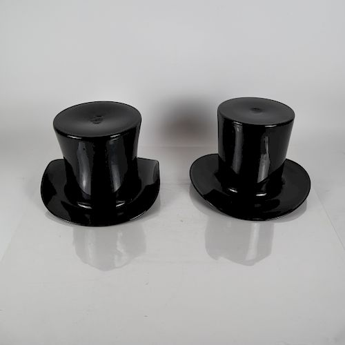 TWO GLASS TOP HAT-FORM ICE BUCKETSTwo
