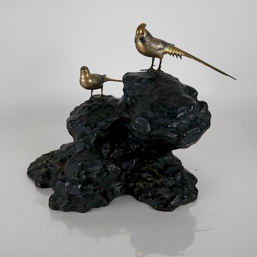 MIXED METALS SCULPTURE OF BIRDS