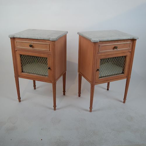 PAIR FRENCH-STYLE MARBLE TOP STANDSPair