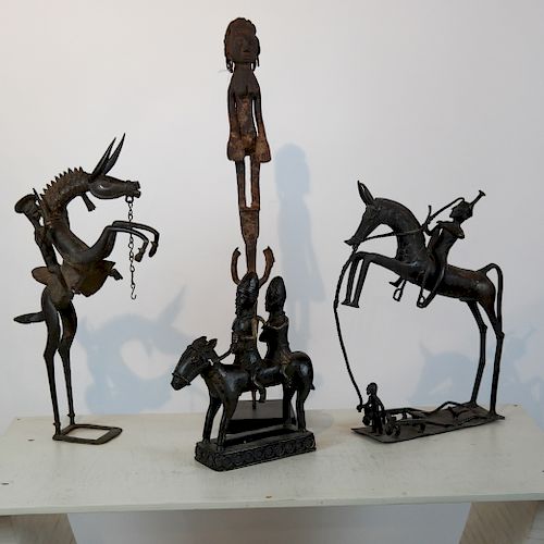 FOUR BRONZE ETHNIC SCULPTURESA 388429