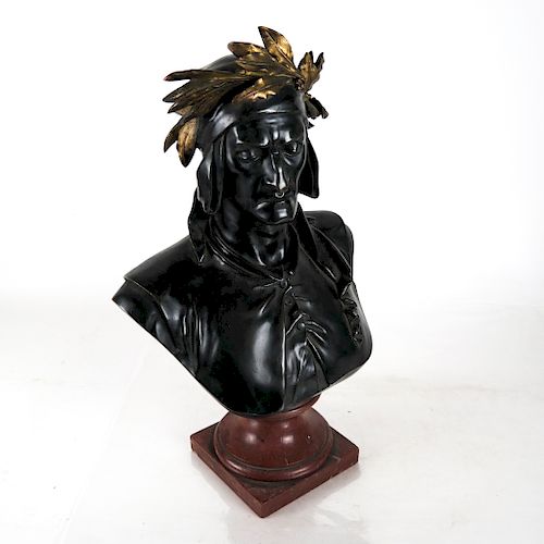 A CARRIERE BRONZE BUST ON ROUGE 38842e