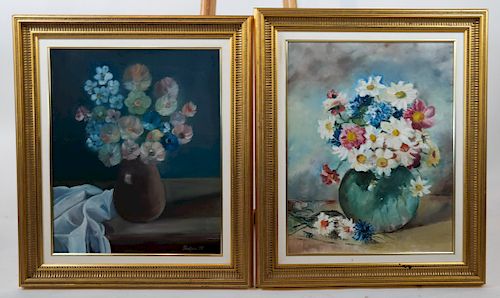 TWO 20TH C FLORAL STILL LIFE PAINTINGSTwo 388479
