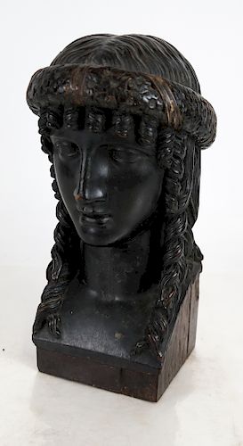 WOOD SCULPTURE: BUST OF A WOMANWood