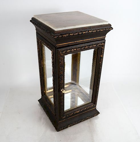CARVED DISPLAY CASE WITH MARBLE 388490