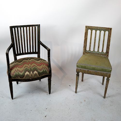 TWO PAINTED NEOCLASSICAL STYLE 38849b