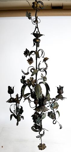 TOLE FLORAL AND LEAF DESIGN CHANDELIERTole 3884be