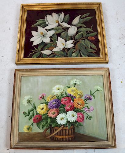 K.J.F.: TWO FLORAL STILL LIFES