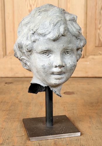 PETITE ZINC SCULPTURE OF CHILDS HEAD