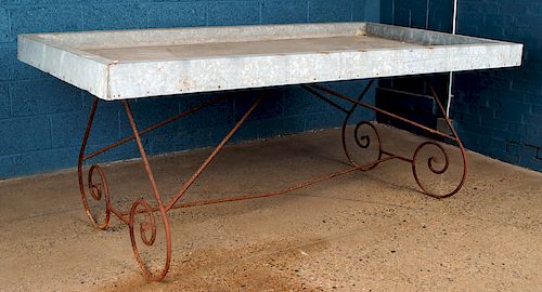 ZING AND IRON POTTING TABLE SCROLL