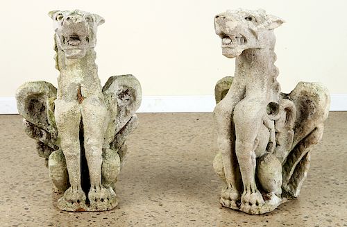PAIR VICENZA STONE WINGED GRIFFIN