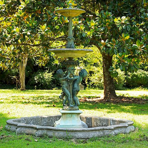 ANTIQUE BRONZE FRENCH GARDEN FOUNTAIN 38ac05