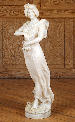 ALABASTER STANDING FEMALE FIGURE