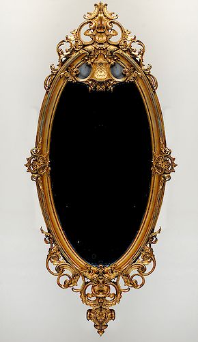 OVAL MIRROR WITH GILTWOOD ROCOCO 38ac2d