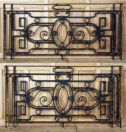 PAIR WROUGHT IRON BALCONY PANELS 38ac39