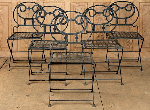 SET 5 WROUGHT IRON FOLDING GARDEN 38ac53