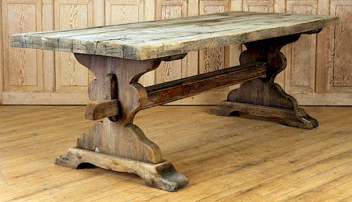 FRENCH RUSTIC OAK PARSONS TABLE