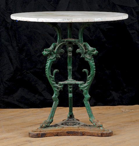 ITALIAN CAST IRON AND MARBLE TOP
