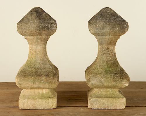 PAIR SHAPED CARVED STONE ARCHITECTURAL