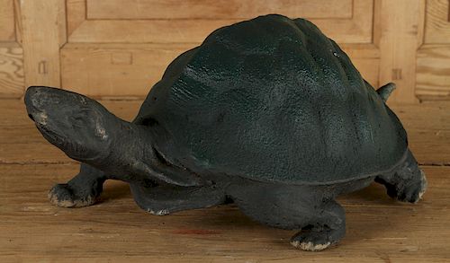 PAINTED GREEN CAST IRON TORTOISE 38accc