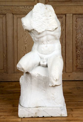 CARVED WHITE MARBLE MALE TORSO 38ace2